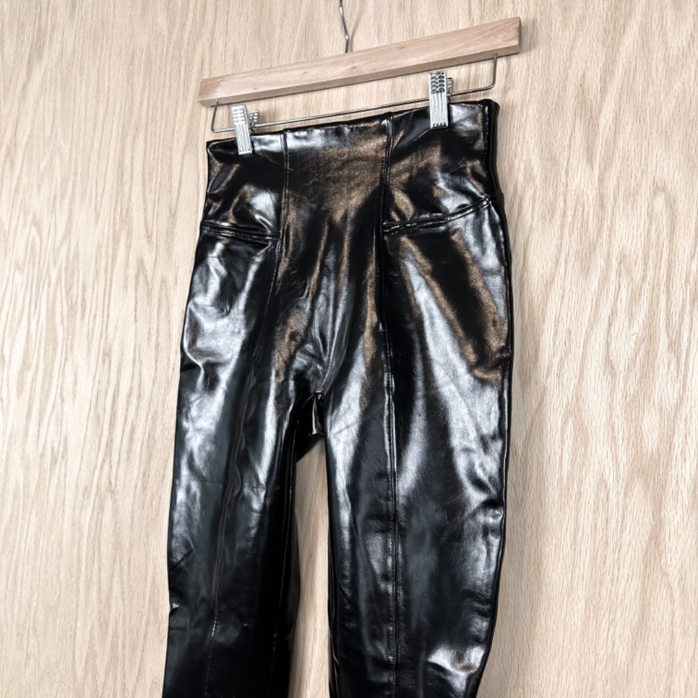 SPANX Faux Patent Leather Leggings Black NEW - Picture 10 of 15